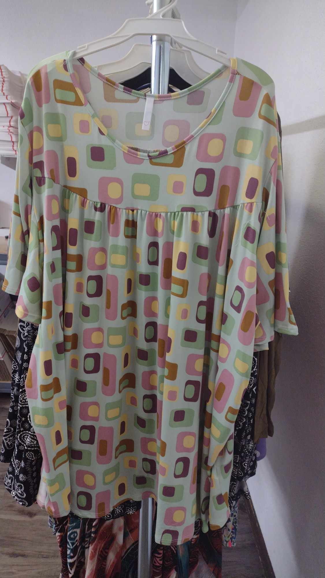Mint Green Retro Shirred Upper Shirt Top