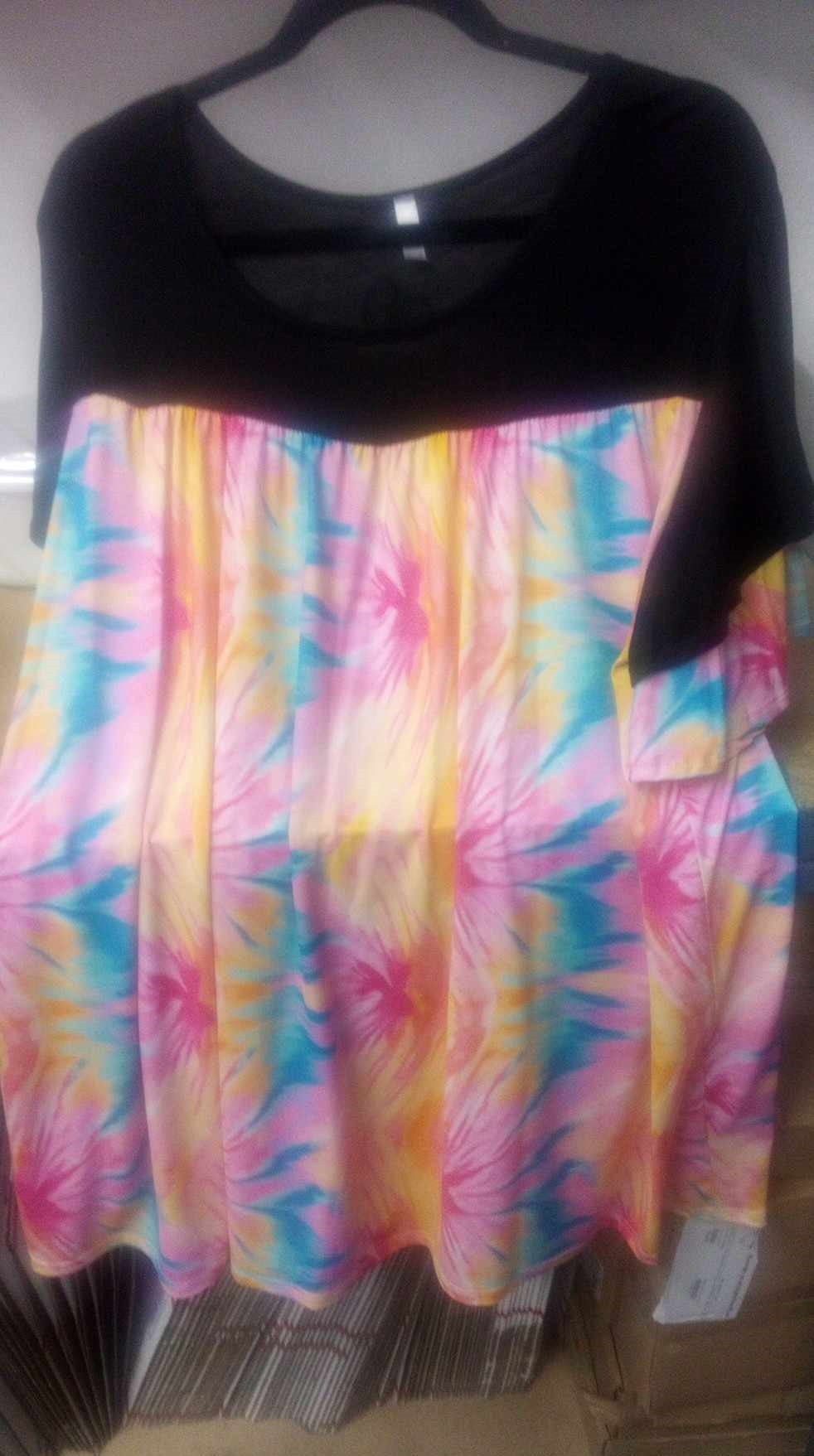 Black Upper Gorgeous Tie Dye Bottom Shirt Top Tunic