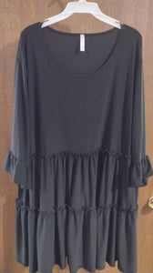 Solid Black Tier Tiered Shirt Top Tunic