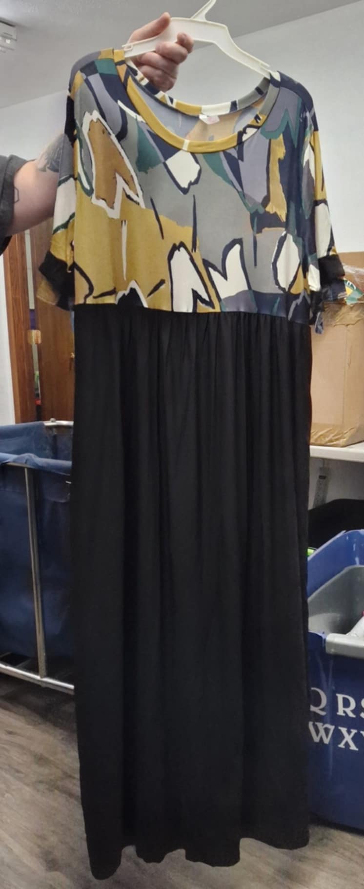Gray Blue Black Long Maxi Dress