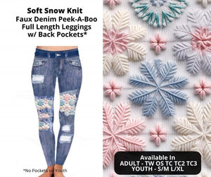 Soft Snow Knit Faux Denim Full Length Peekaboo Leggings