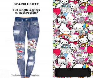 Faux Denim HK Kitty Sparkle Full Length Leggings