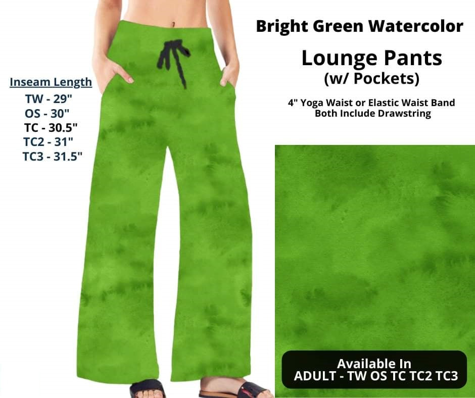 Bright Green Watercolor Full Length Lounge Pants
