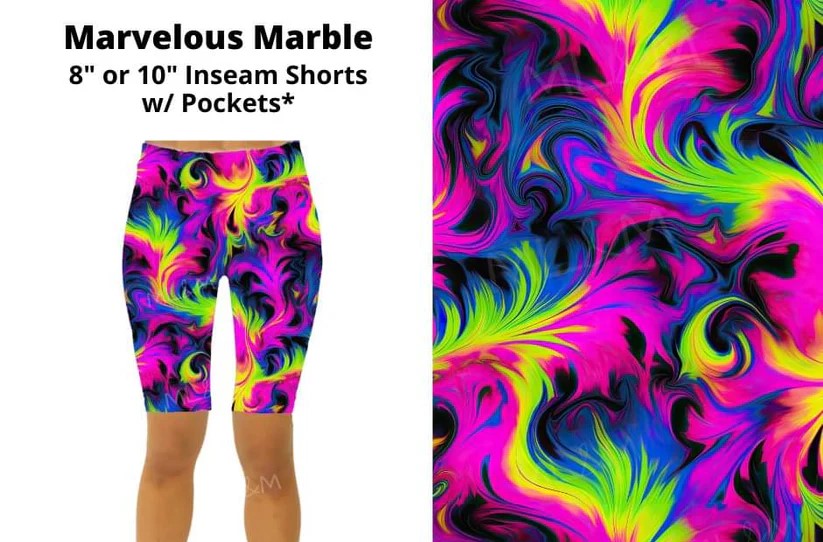 Marvelous Marble Tie Dye Swirl Short Shorts