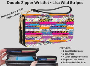 Lisa Wild Stripes Frank Double Zipper Wallet Wristlet