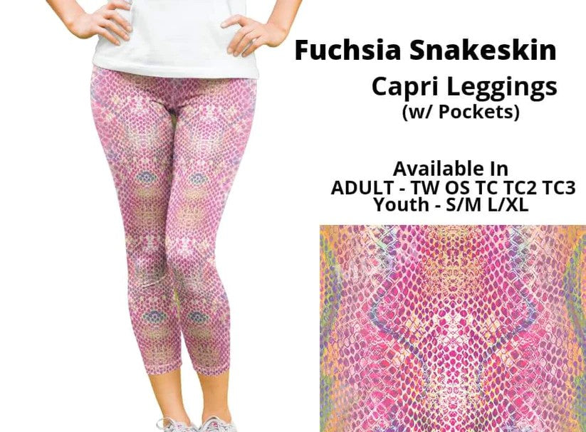 Fuchsia Snakeskin Capri Length w/ Pockets
