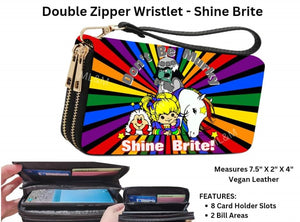 Rainbow Shine Brite Double Zipper Wallet Wristlet