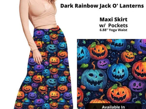 Dark Rainbow Jack O Lanterns Maxi Skirt