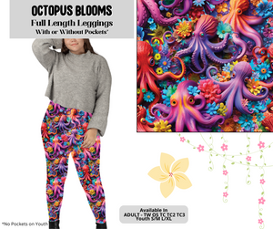 Vibrant Octopus Blooms Full Length Legging Leggings w Pockets