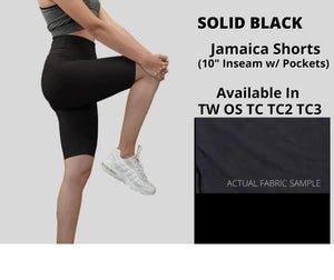 Solid Black 10" Jamaica Shorts