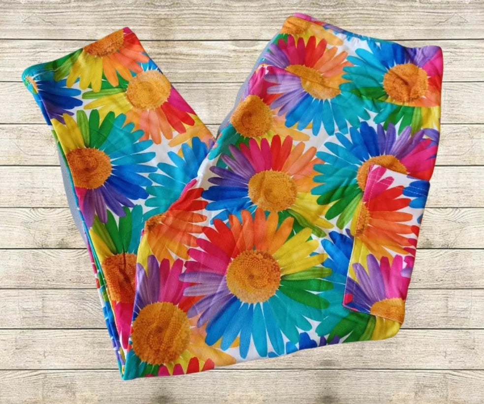 Rainbow Daisy Full Length Leggings Legging