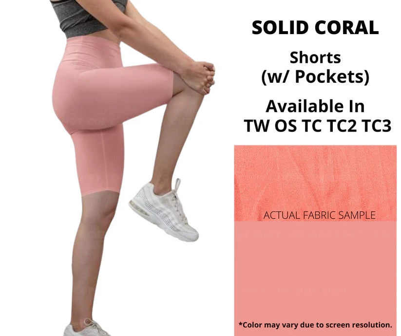 Solid Coral Jamaica Bermuda Length Shorts Short