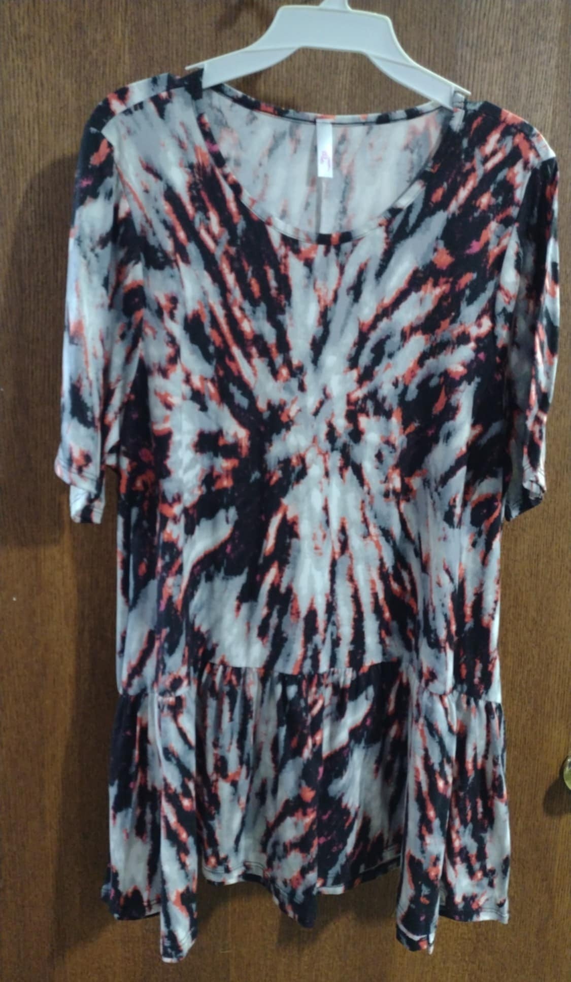 Gray Black Red Pink Tie Dye Shirt Top