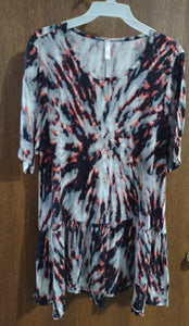 Gray Black Red Pink Tie Dye Shirt Top