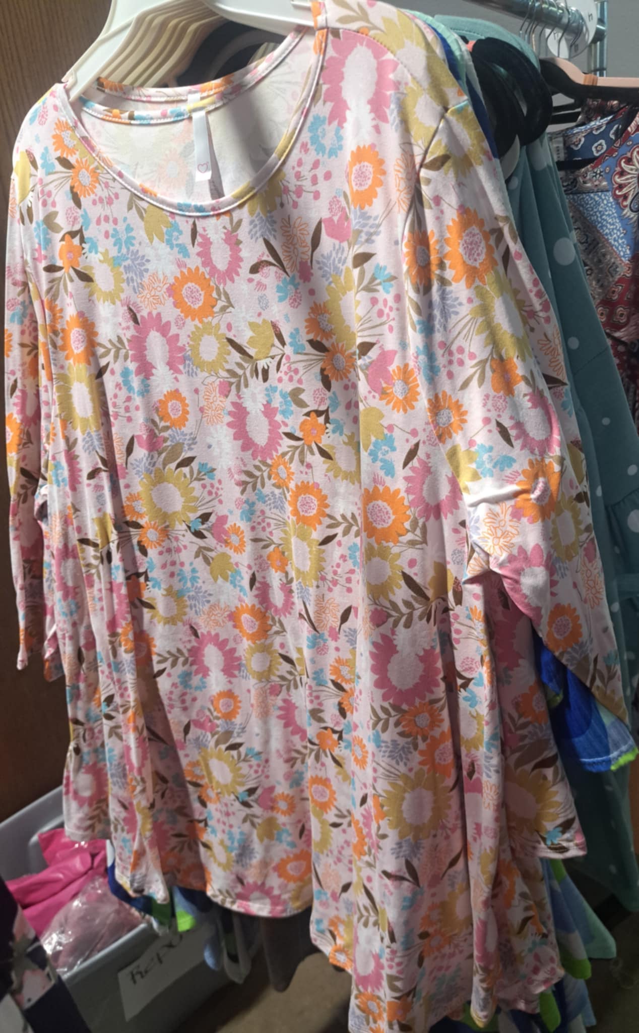White background Pink Orange Floral Shirt Top