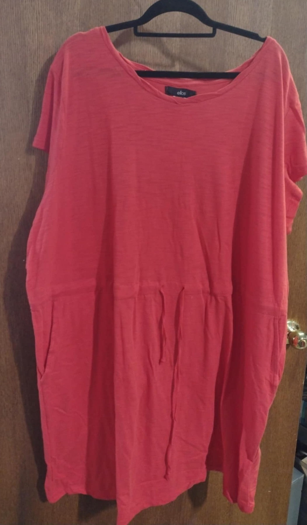 Red Dress Drawstring Waist w Pockets