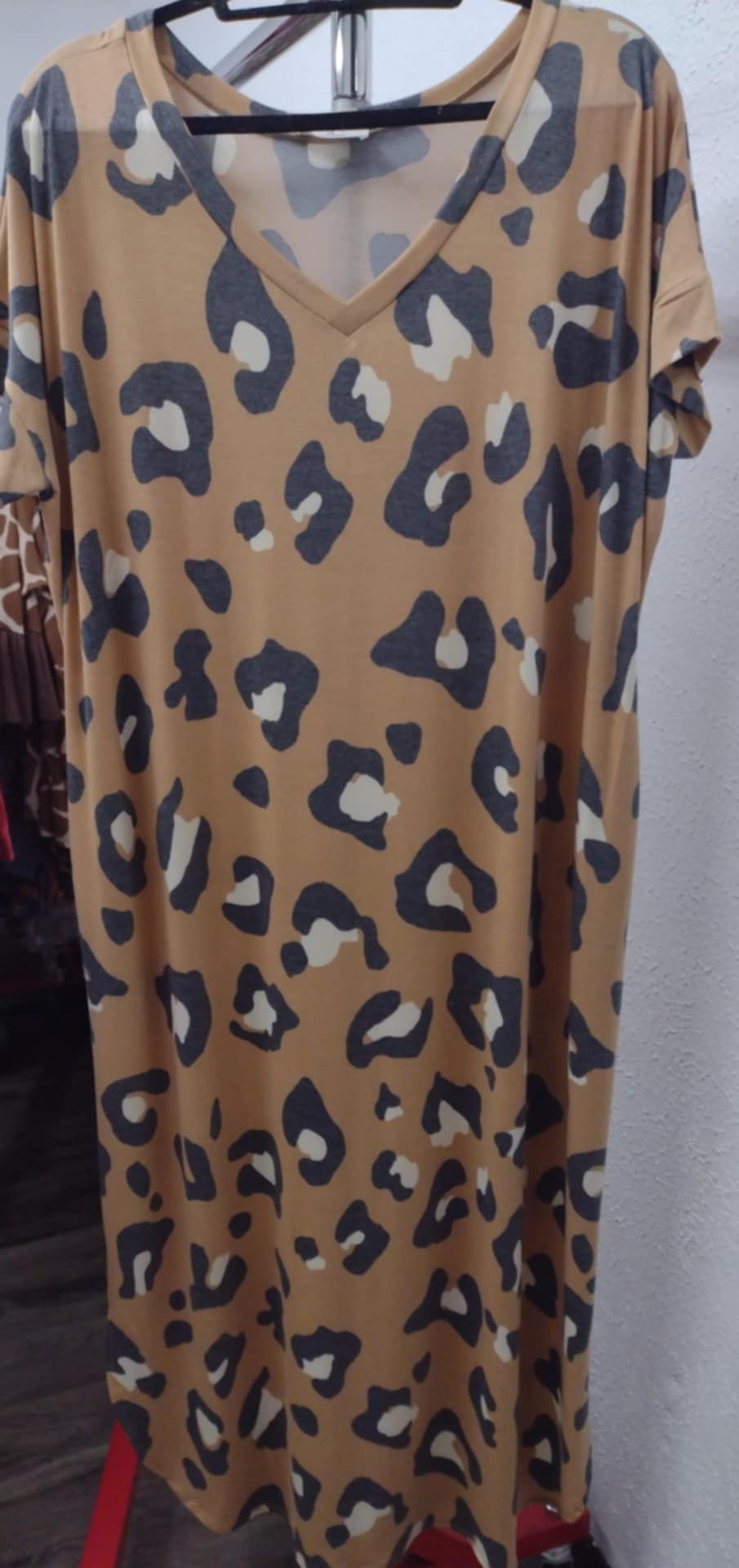 Beige Gray Leopard Maxi Dress