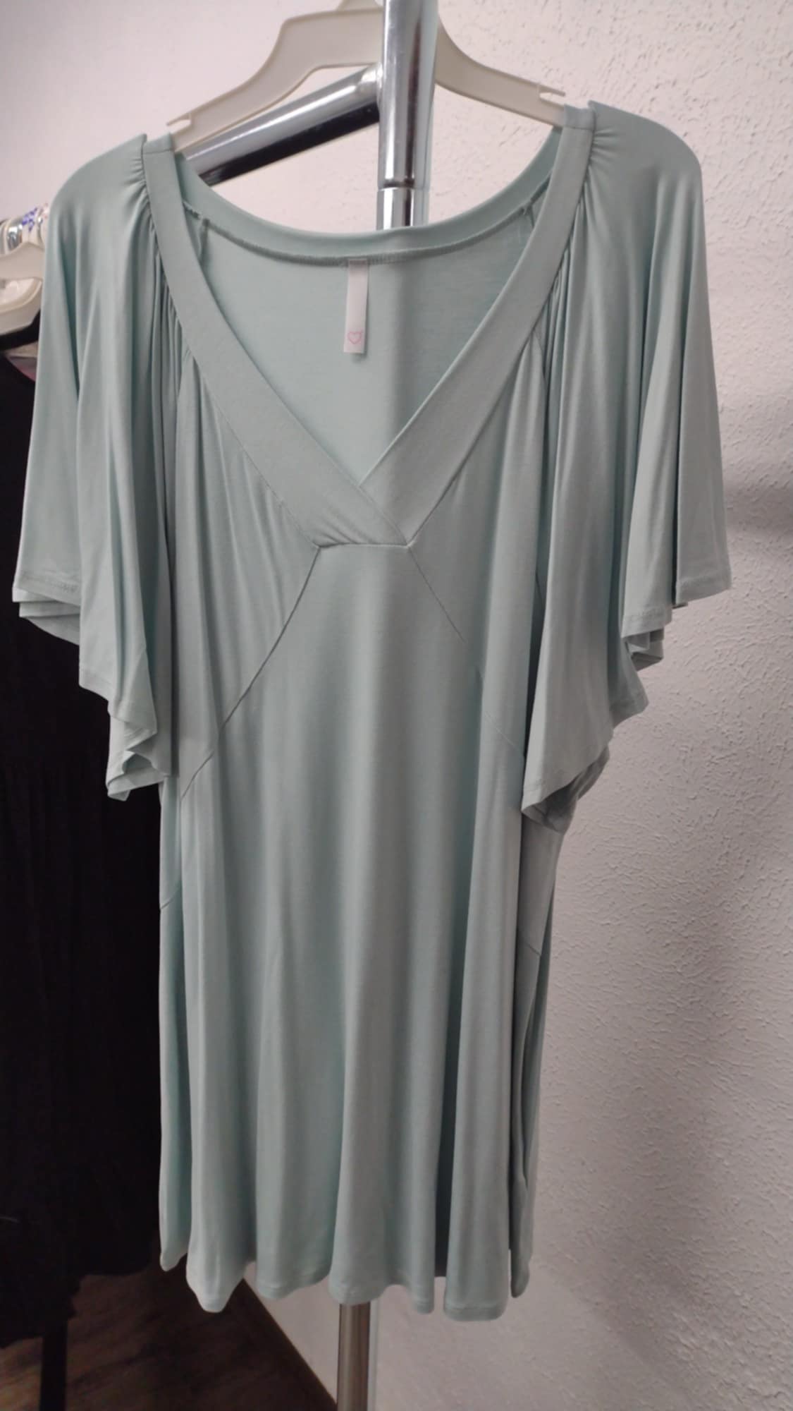 Light Sea Green V Neck Shirt Top