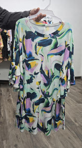Green Purple Blue Yellow Swirl Shirt Top