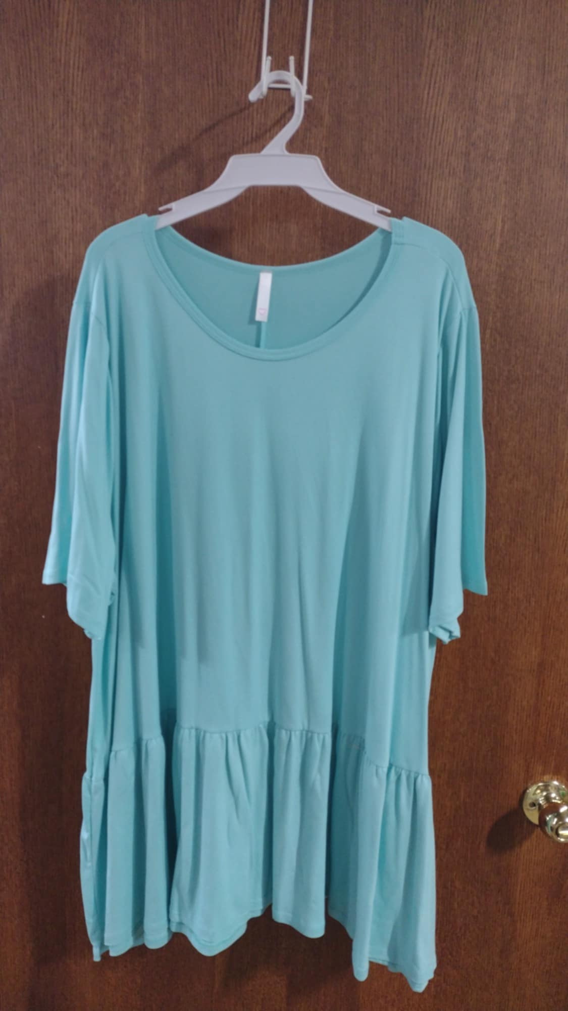 Light Blue Shirt Top w Ruffle Hem