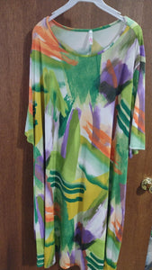 Green Purple Orange Dress w Pockets