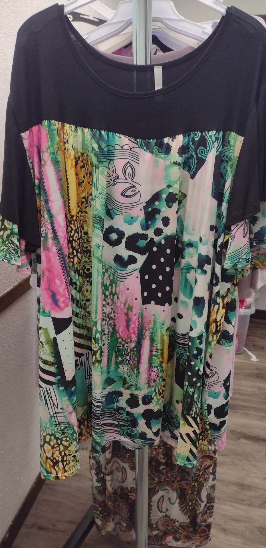 Black Top with Gorgeous Paisley Bottom Shirt Tunic