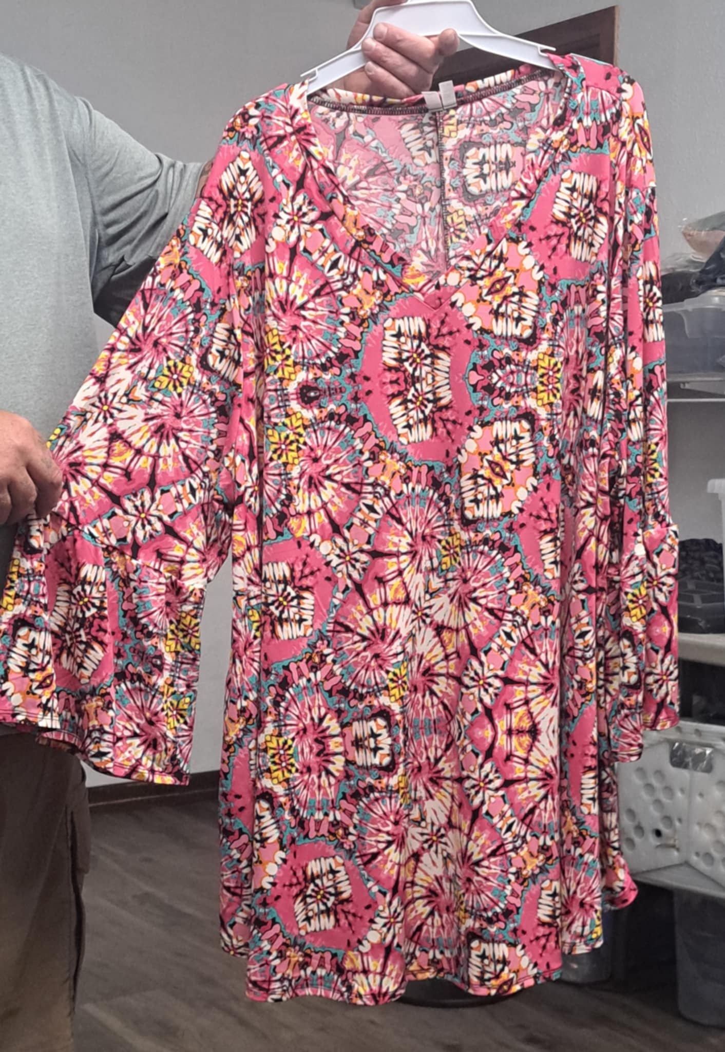 Pink Tie Dye V Neck Shirt Top