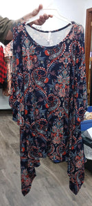 Navy Paisley Sharkbite Shirt Top Tunic