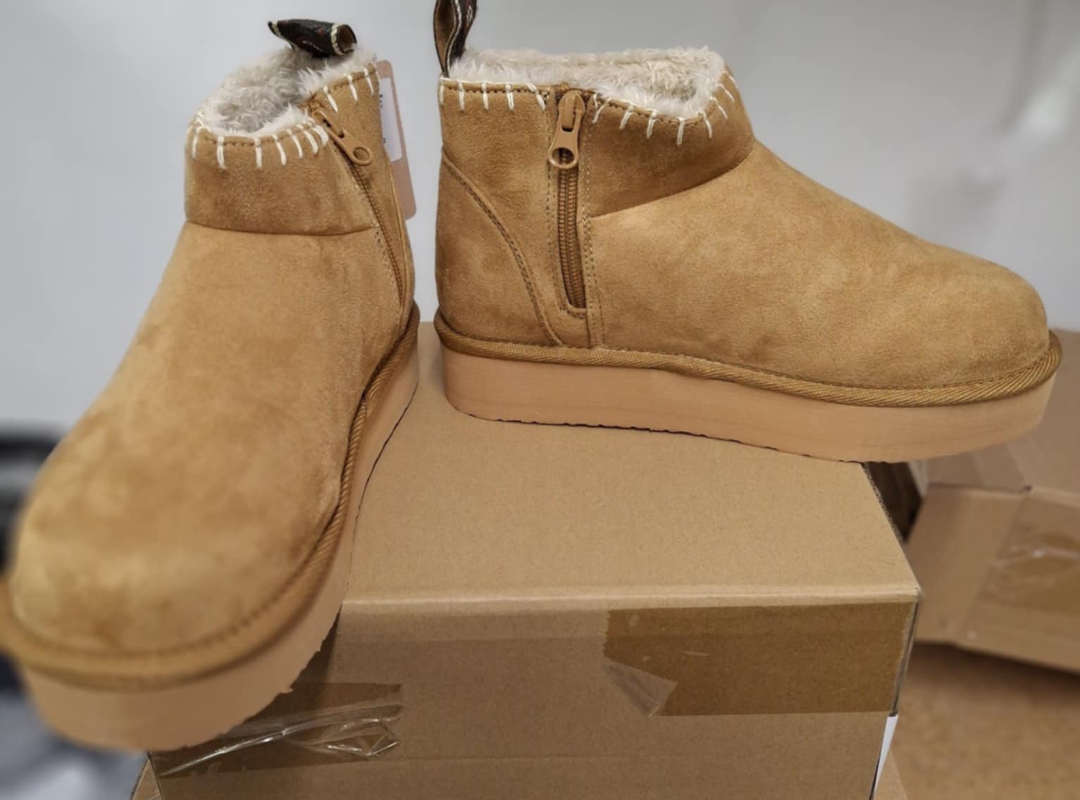 Camel Beige Side Zip Boots Boot