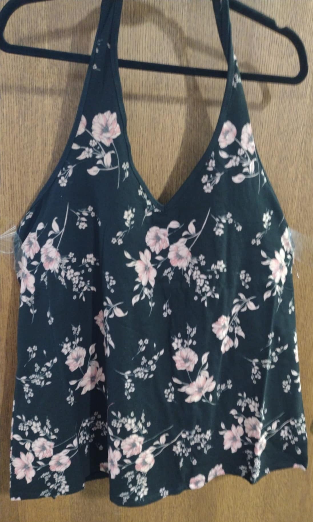 Torrid Black Floral Halter Tank Top Shirt