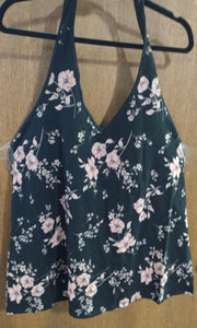 Torrid Black Floral Halter Tank Top Shirt