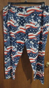 Patriotic Red White Blue Flag Capri