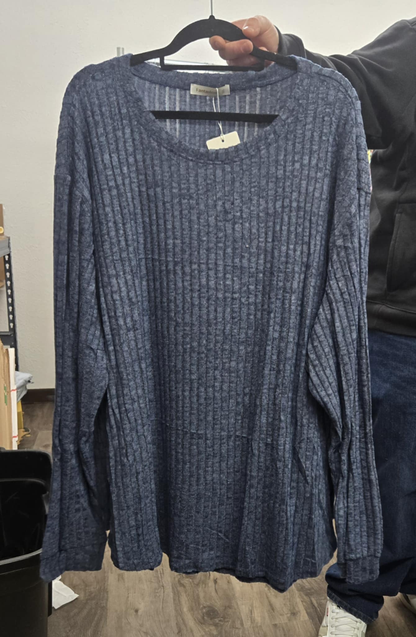 Blue Ribbed Shirt Top Tunic
