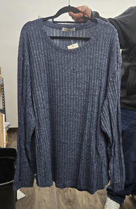 Blue Ribbed Shirt Top Tunic