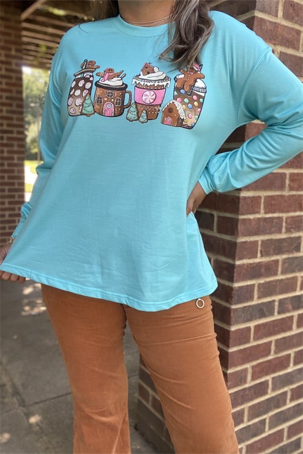Gingerbread Coffee Hot Cocoa Shirt Long Sleeves