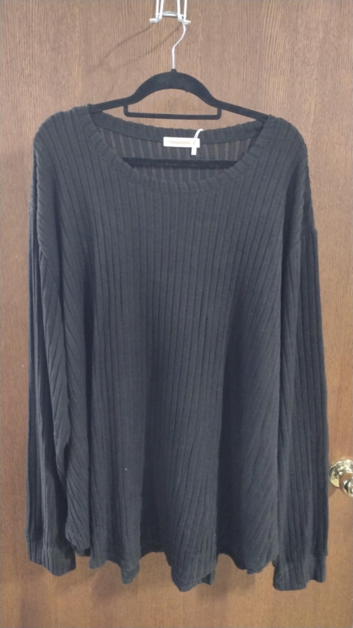 Black Ribbed Stretchy Shirt Top