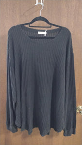 Black Ribbed Stretchy Shirt Top