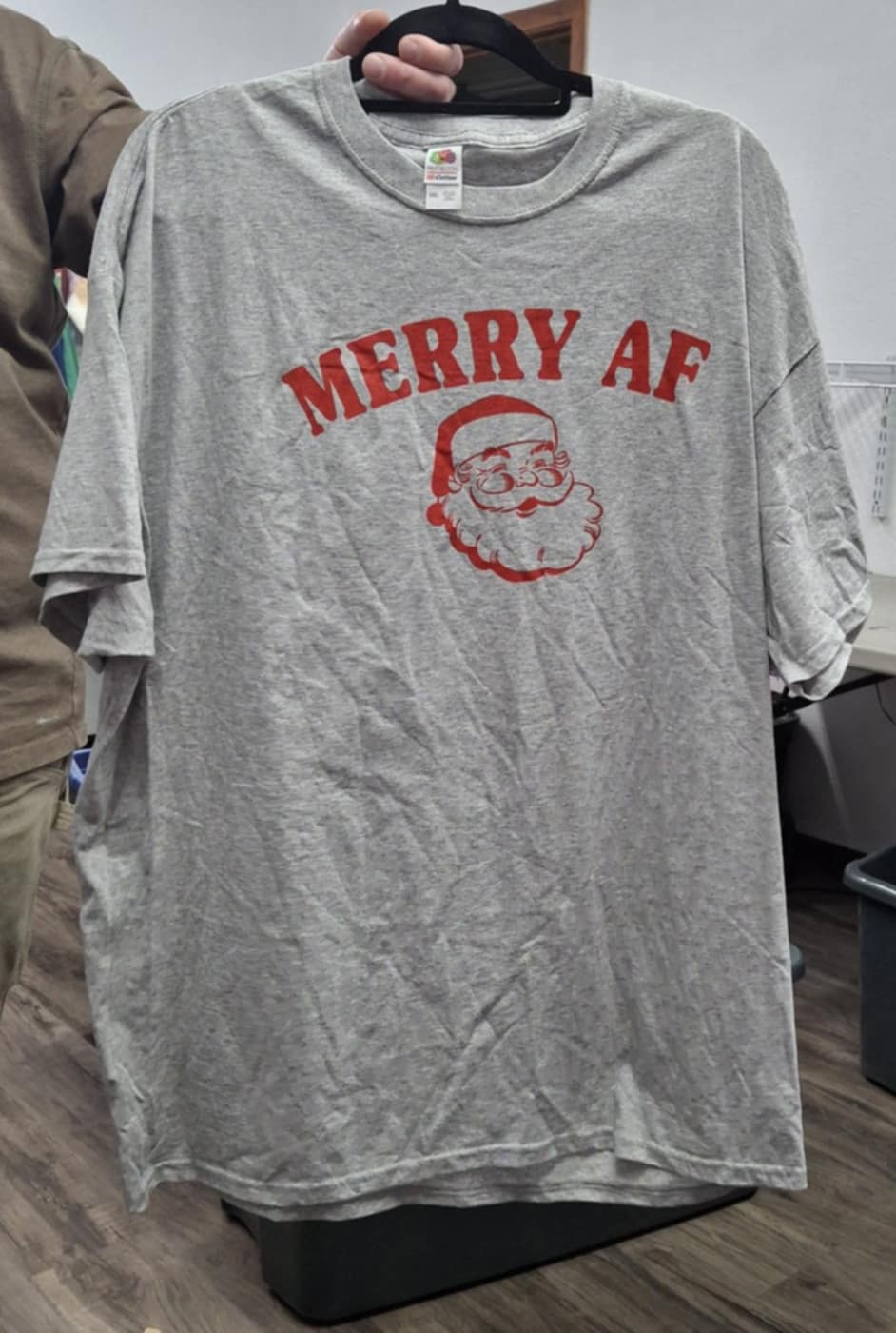 Gray Grey Merry AF Christmas Santa Shirt Top