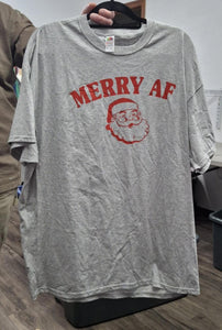 Gray Grey Merry AF Christmas Santa Shirt Top