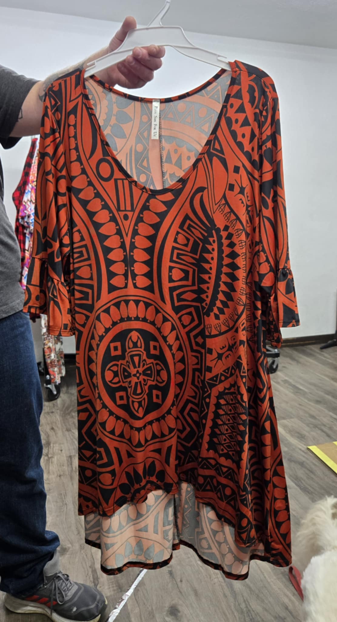 PSFU Rust Black Medallion Hi Lo Shirt Top