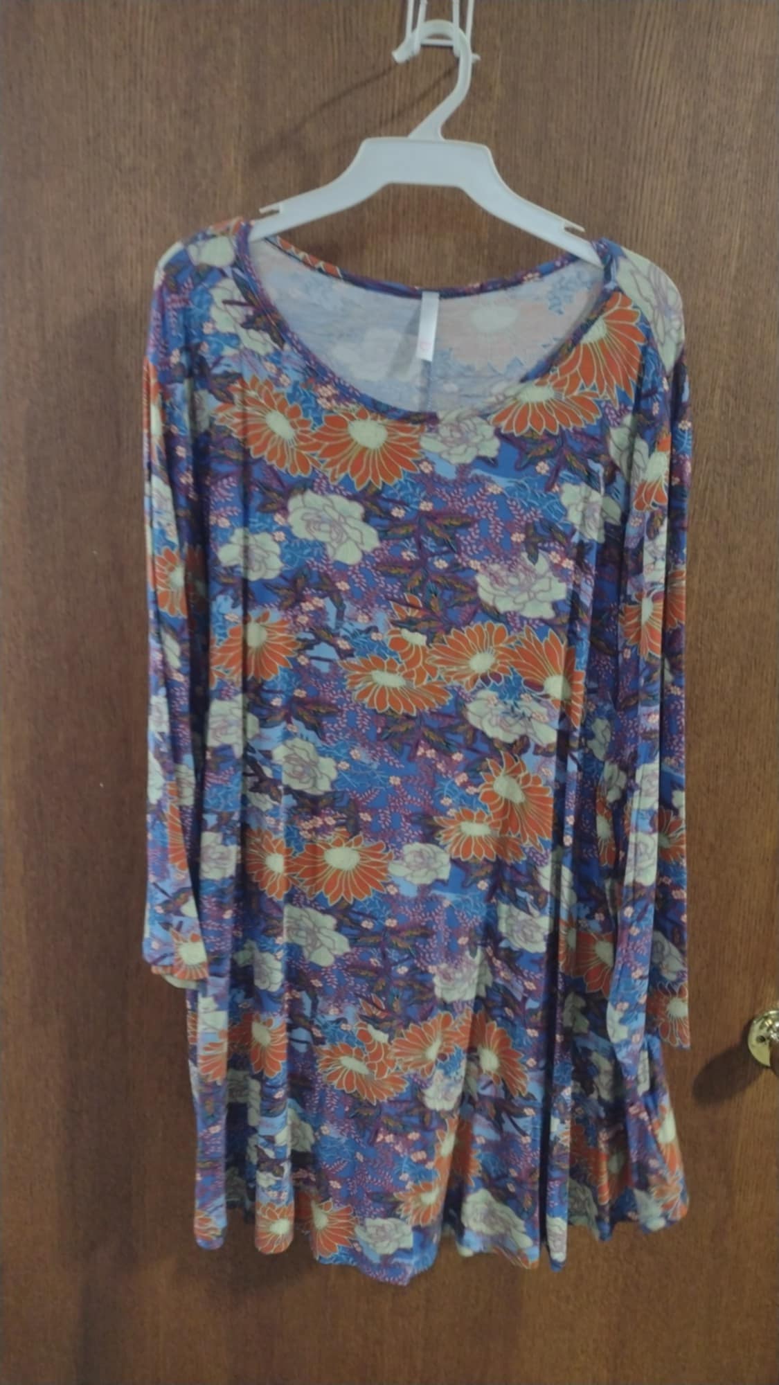 Blue Purple Orange Floral Shirt Top