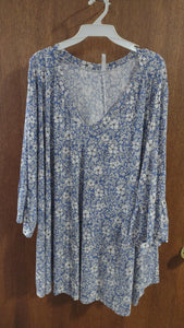 PSFU Blue Black White Floral Shirt Top