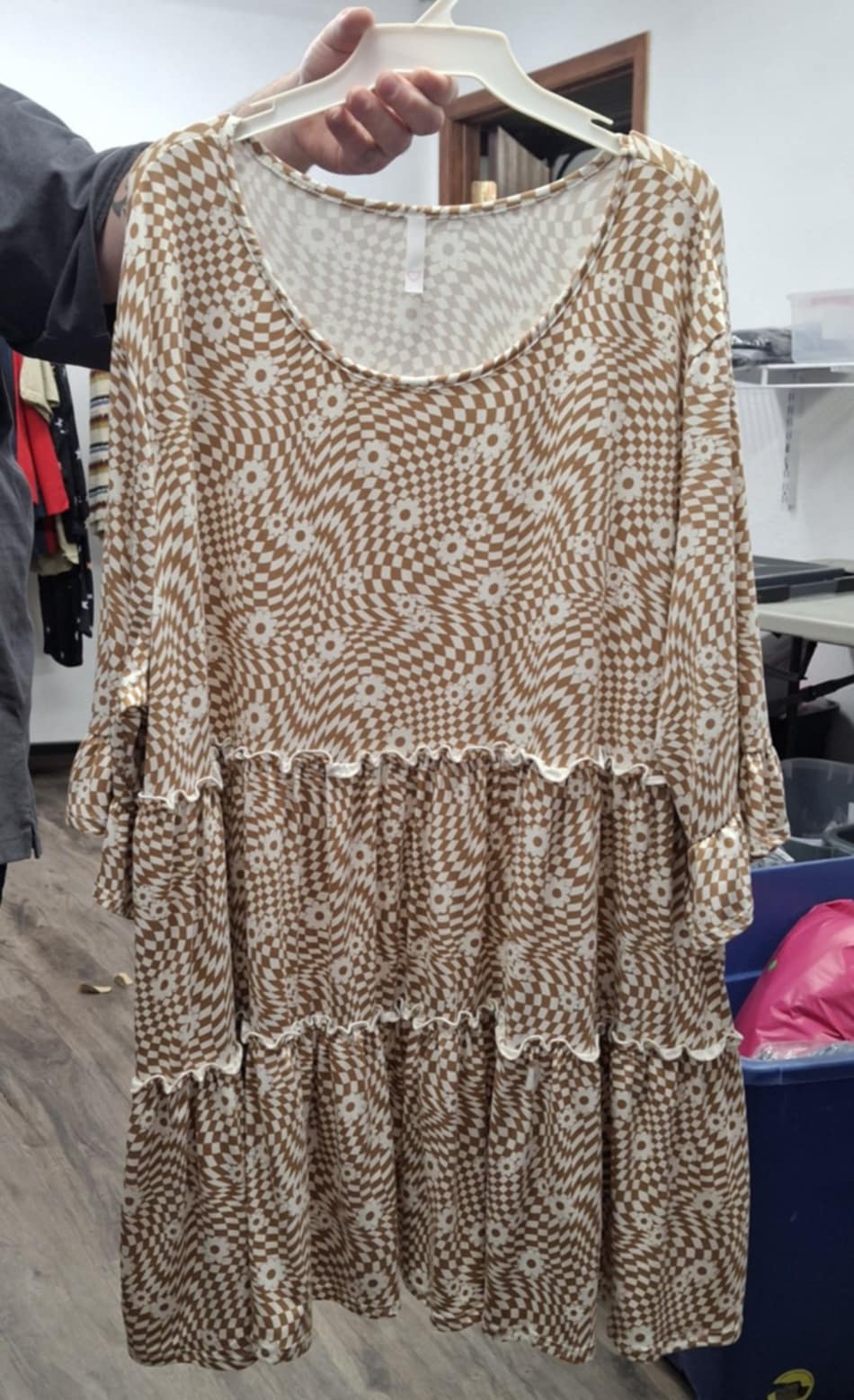 Beige Floral 3d Tiered Design Shirt Top
