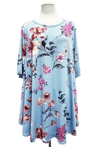 Beautiful Blue Floral Shirt Top