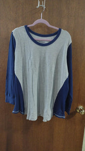 Gray Navy Thermal Shirt Top