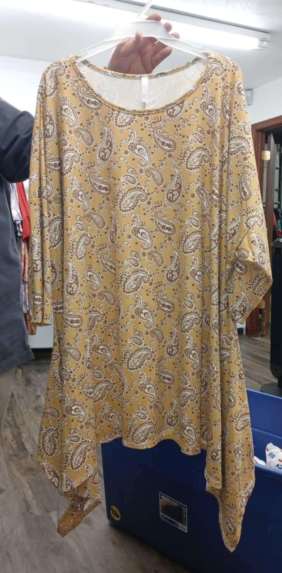 Gold Brown Paisley Sharkbite Shirt Top