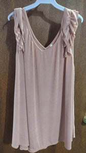 Golden Peach Ruffle Strap Tank Top