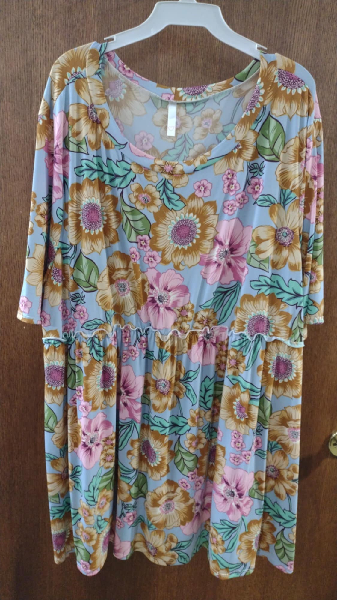 Blue Pink Yellow Floral Shirt Top