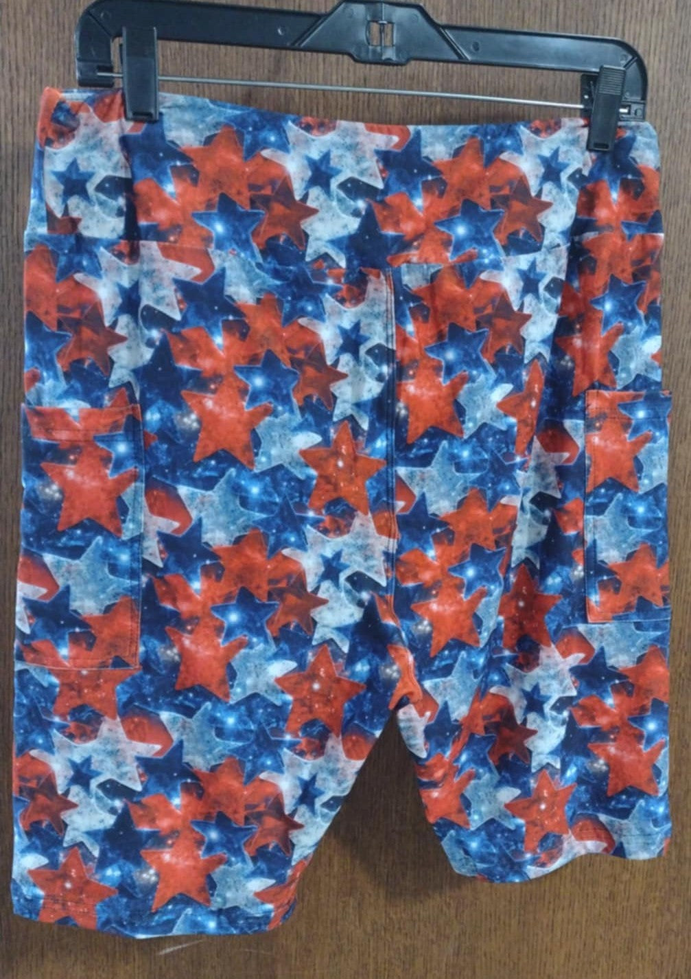 Red White Blue Star Short Shorts w Pockets
