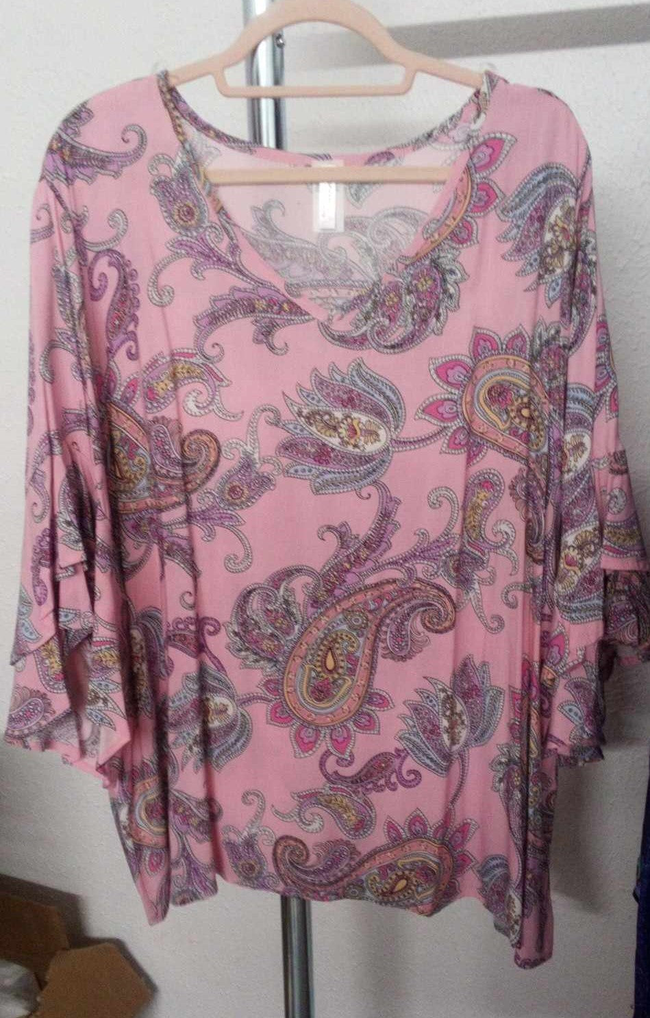 Pink Purple Paisley Shirt Top Tunic